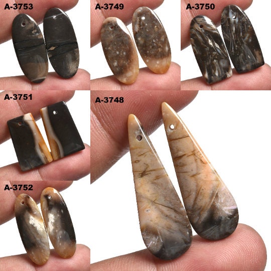 Palm Root Top Drill Gemstone Pair