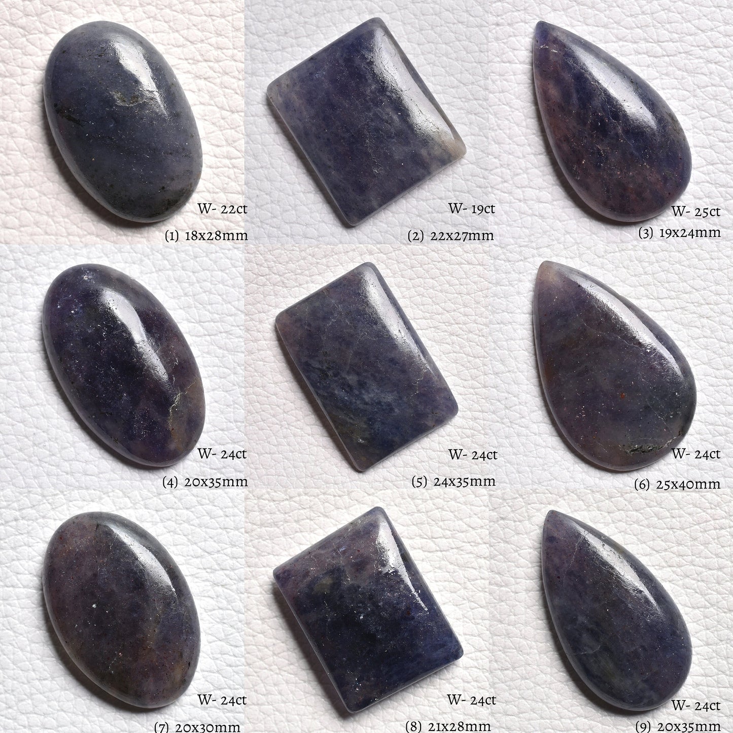 Blue Iolite - Natural Oval, Pear, and Square Shape Loose Stone for Pendants
