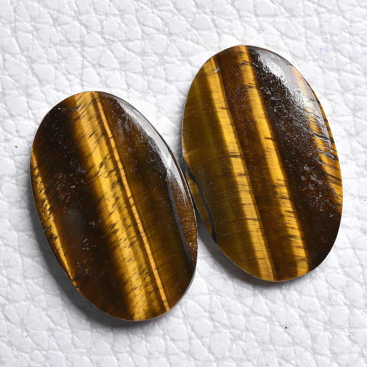 High-Quality Tiger Eye Gemstone Pair - Oval & Fancy Shaped Smooth Cabochons
