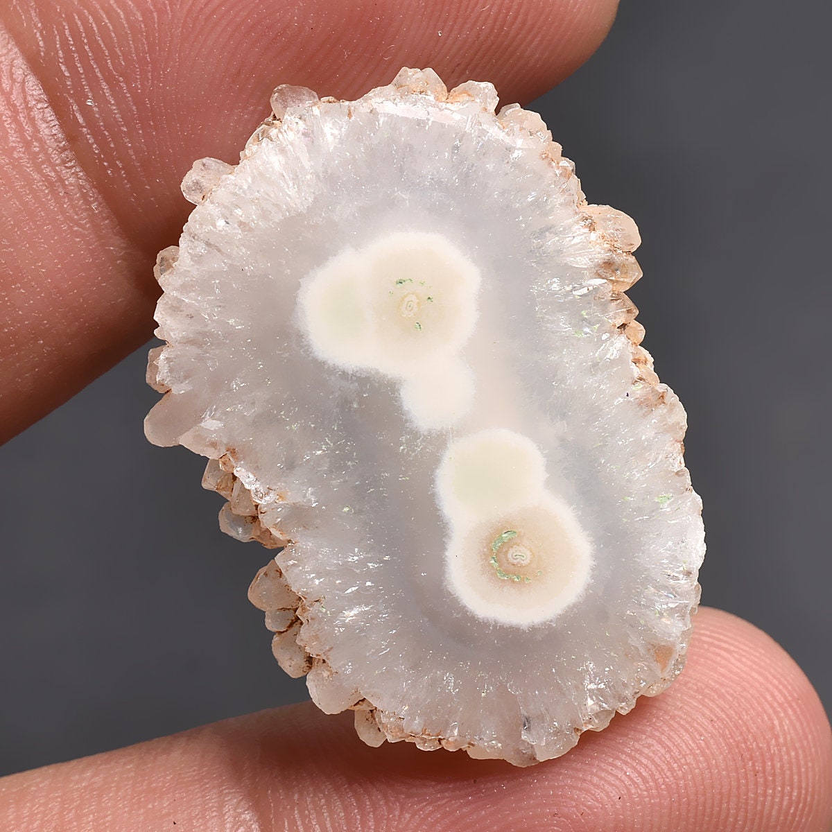 White Solar Quartz Slice Gemstone - Natural Druzy Cabochon at Wholesale Price