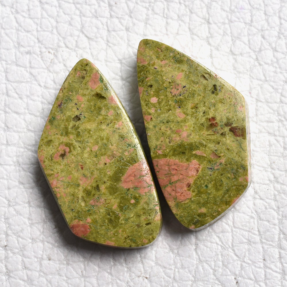 100% Natural Matching Unakite Pair - Wholesale Mix Shape Green Crystal