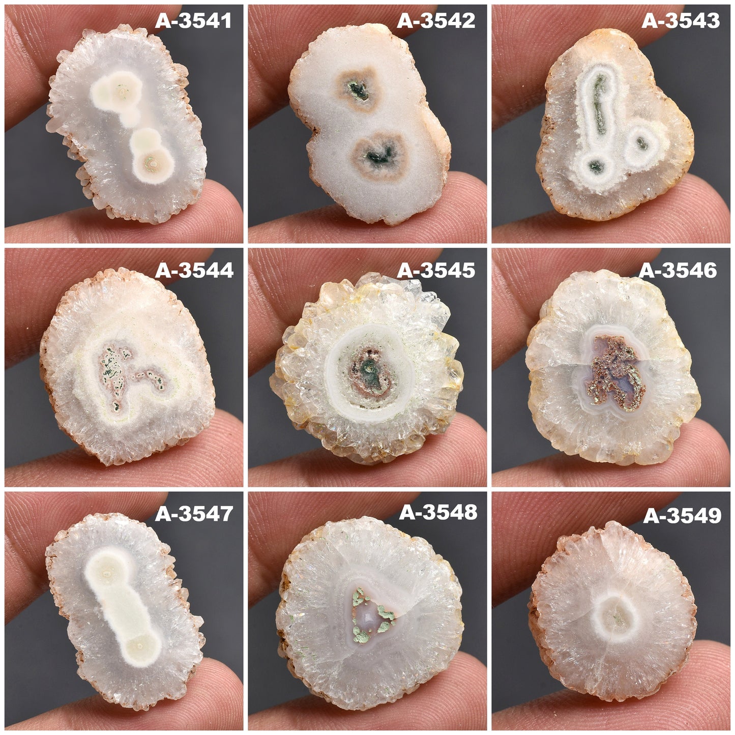White Solar Quartz Slice Gemstone - Natural Druzy Cabochon at Wholesale Price