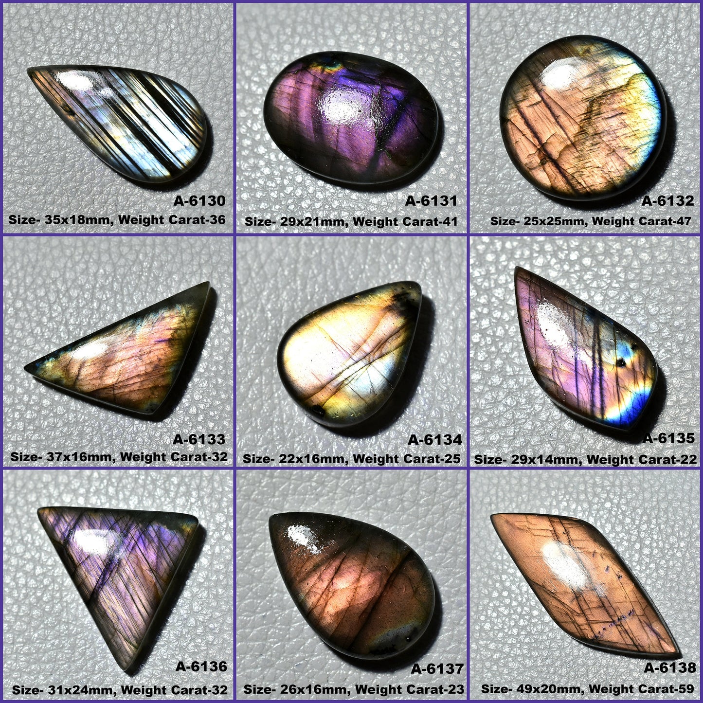 Purple Fire Labradorite Cabochon - Mix Shape Loose Labradorite Cabs, Magical Healing Crystal