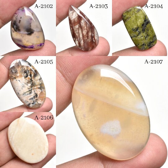 Rare Moss Agate Gemstone Cabochon – Mixed Shape Loose Gemstones