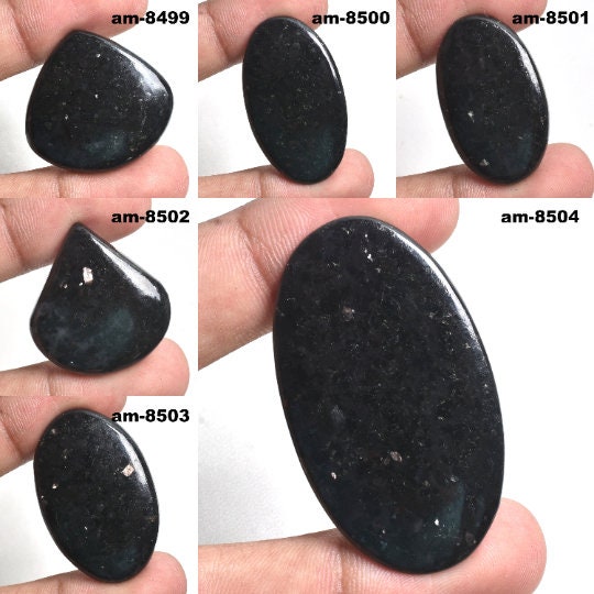 Nuummite Cabochon - Rare Black Nuummite Gemstone for Jewelry