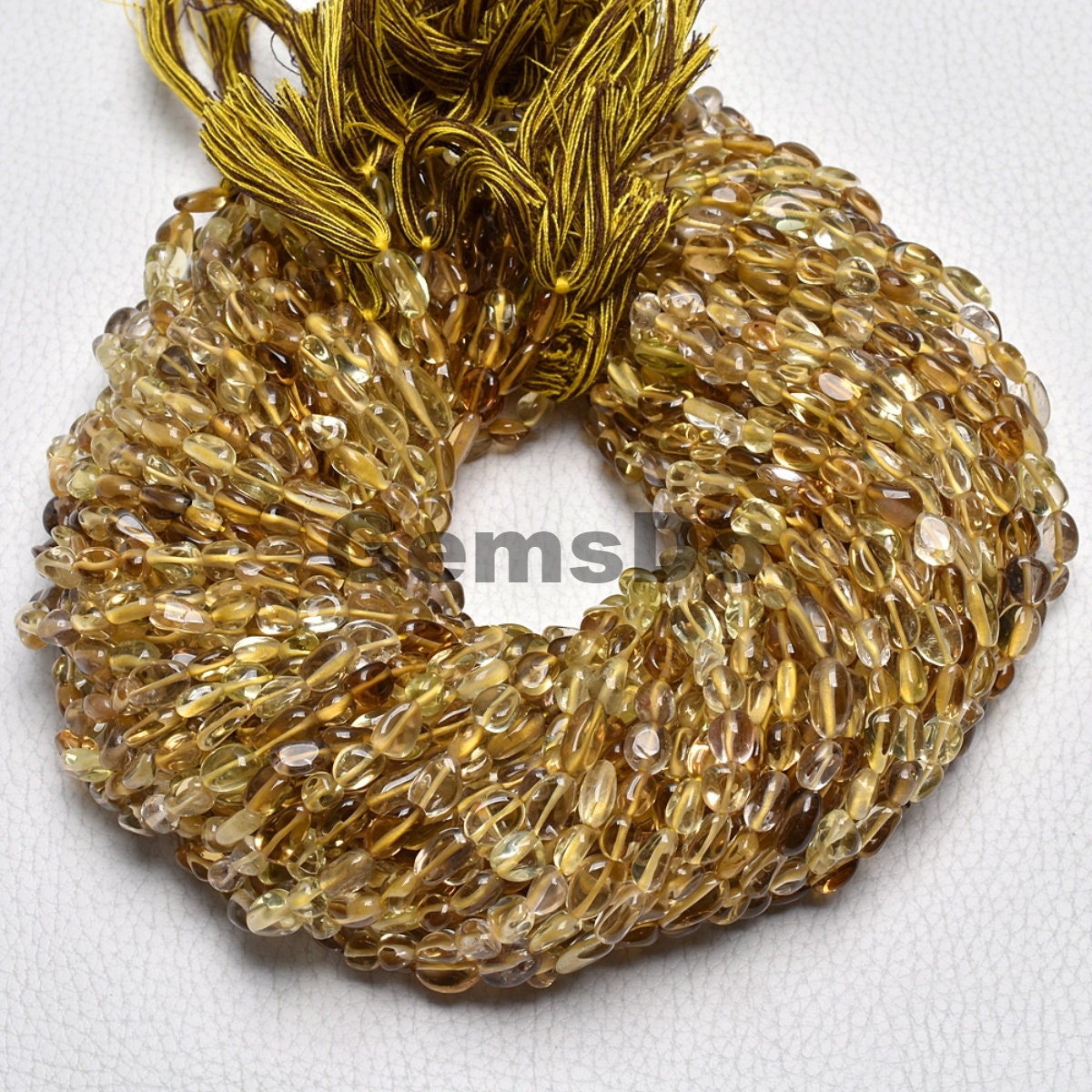 Natural Bio Lemon Quartz Nugget Beads | 12'' Strand | Wholesale Tumble Gemstone Nuggets