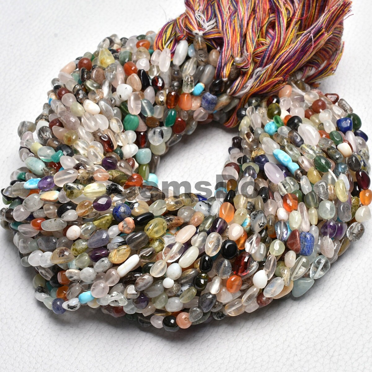 Natural Multi Gemstone Nugget Beads - 12'' Strand of Mixed Tumble Beads 5.5x6 mm