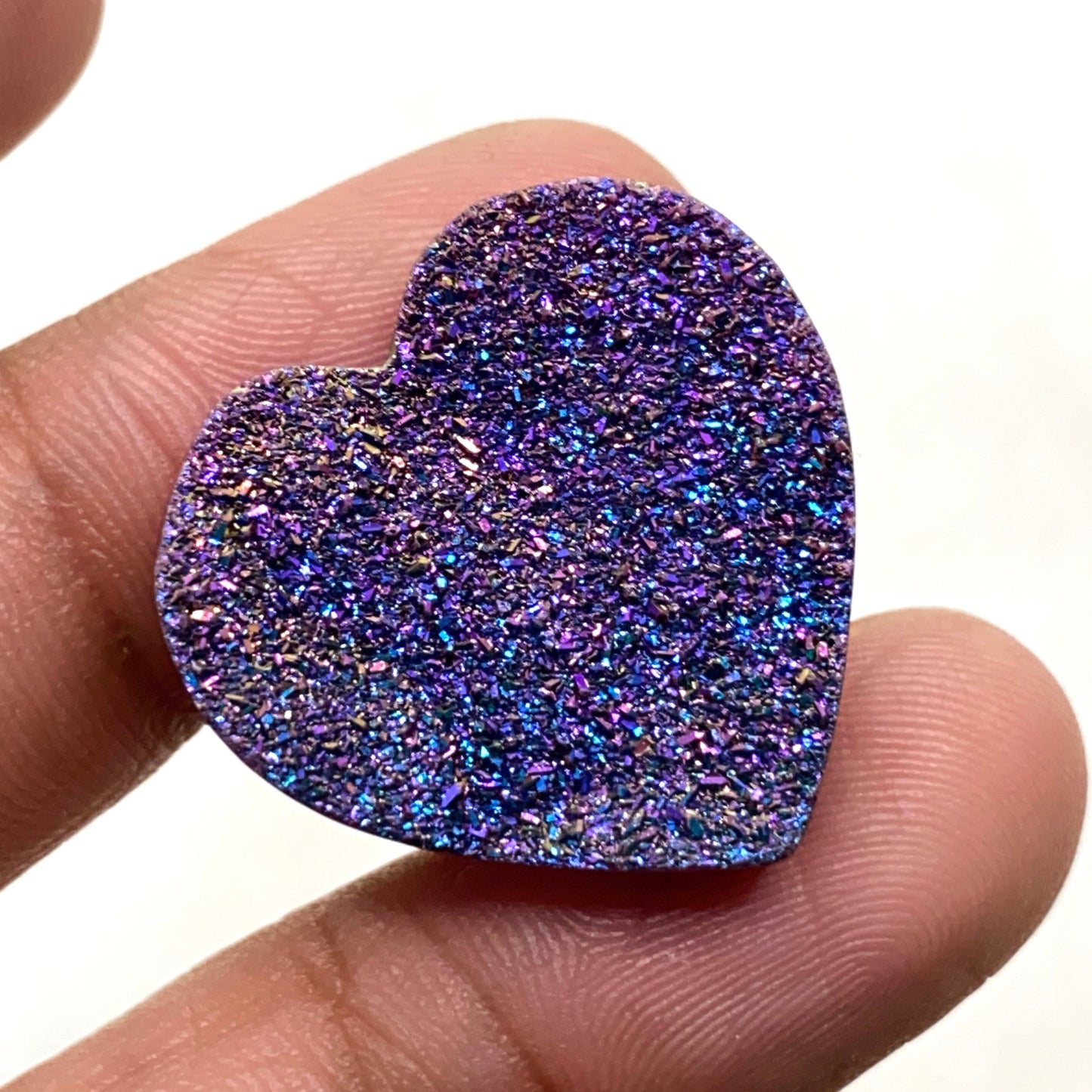 Heart-Shaped Titanium Druzy Gemstone – Coated Love Stone for Pendants