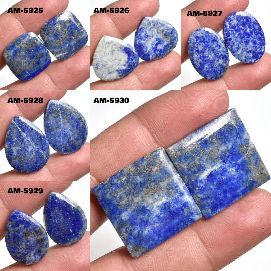 Lapis Lazuli Matched Pair for Earrings - Mixed Shape Loose Blue Gemstones