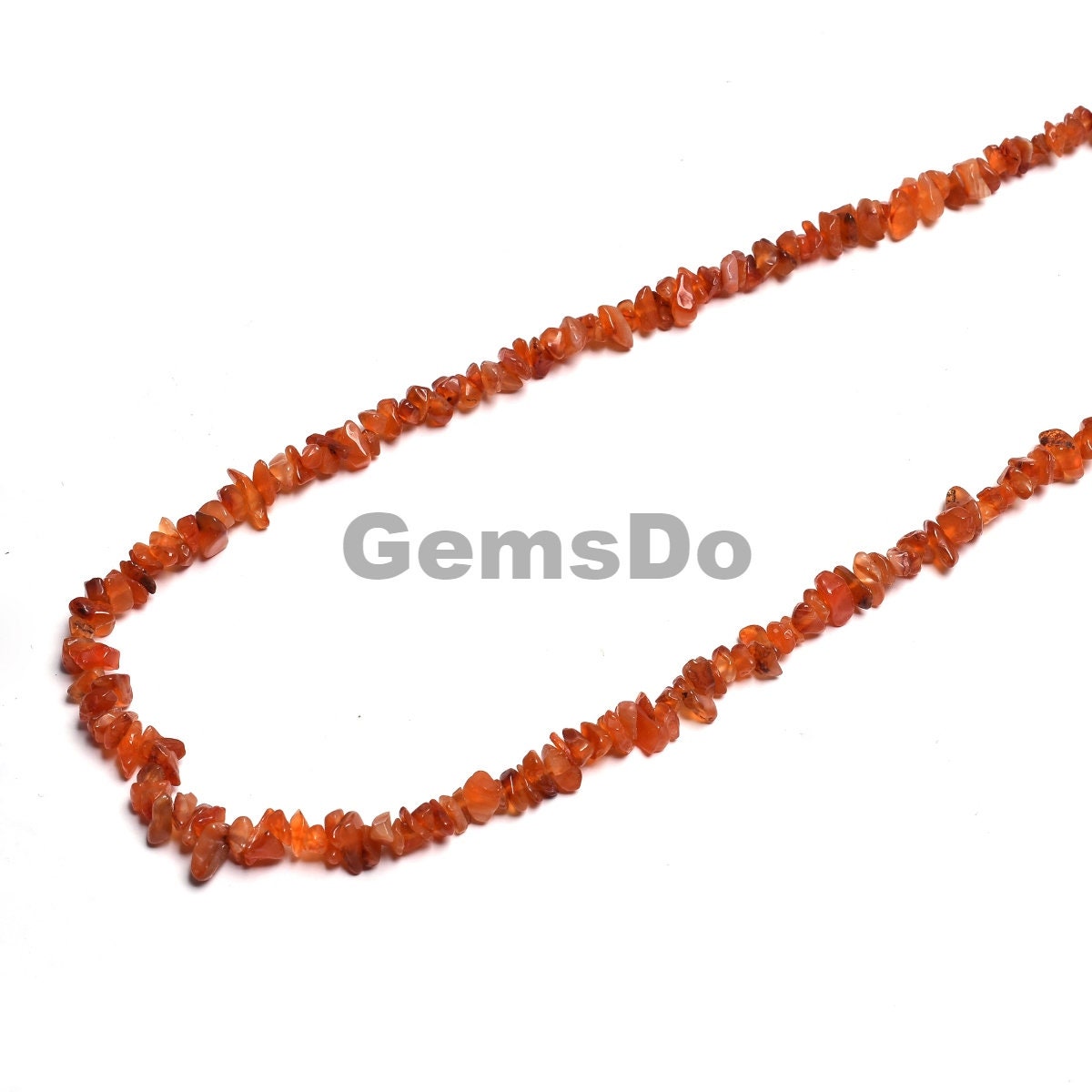 Natural Carnelian Uncut Chip Beads String | 34-Inch Raw Orange Gemstone Strand
