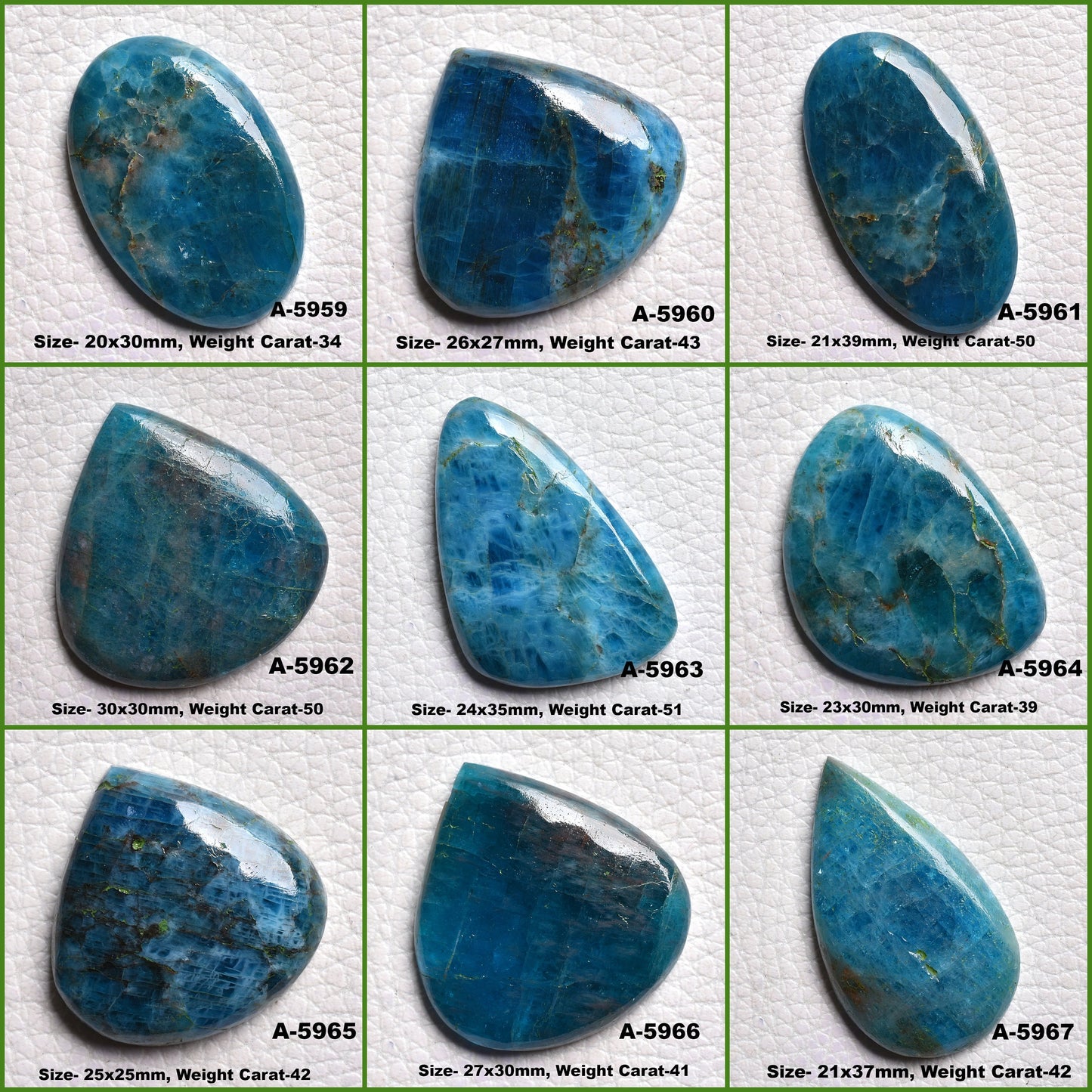 Wholesale Neon Blue Apatite Gemstone - Loose Neon Apatite Cabochon