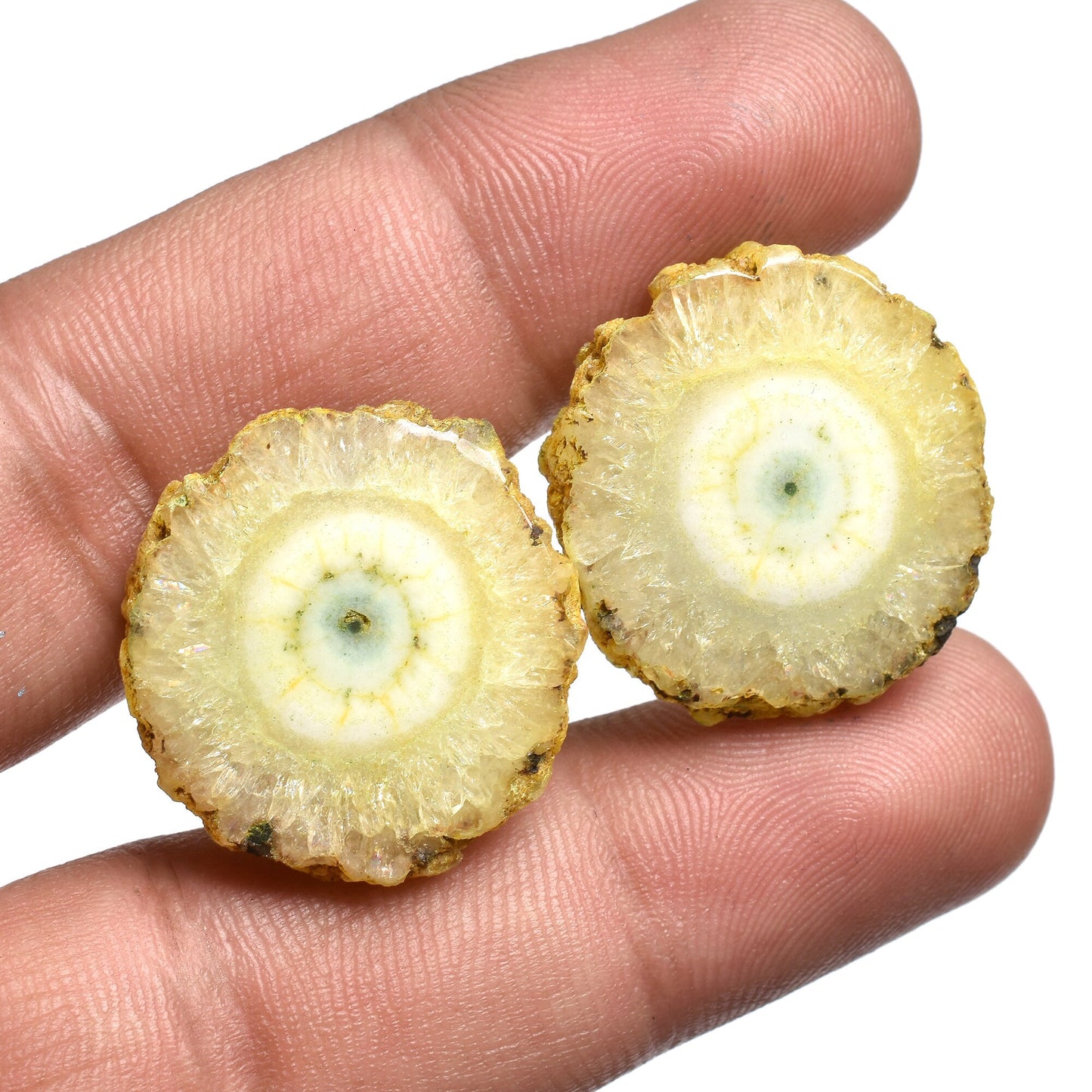 Solar Quartz Gemstone Pair for Earrings - Wholesale Matched Solar Slice Pairs