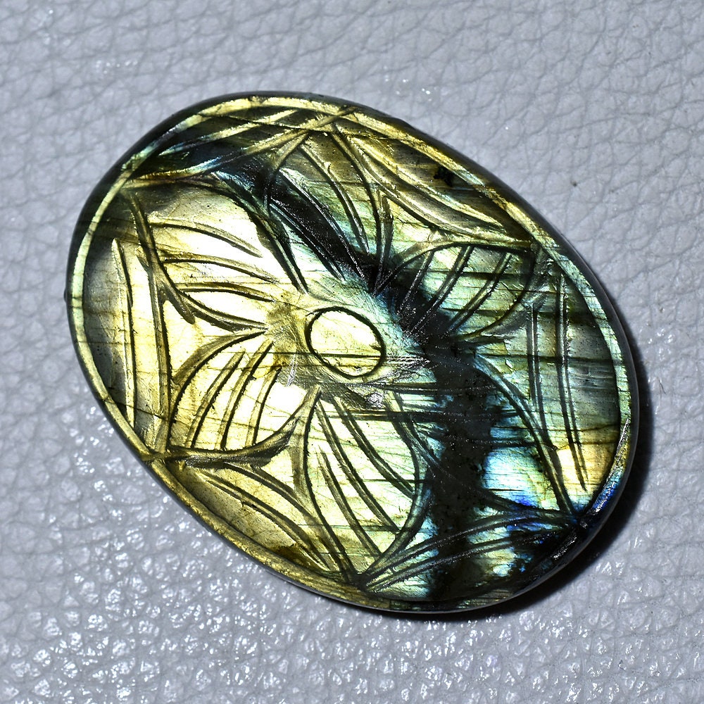 Attractive Fire Labradorite Gemstone – Oval & Pear Flower Designer Carved Cabochons
