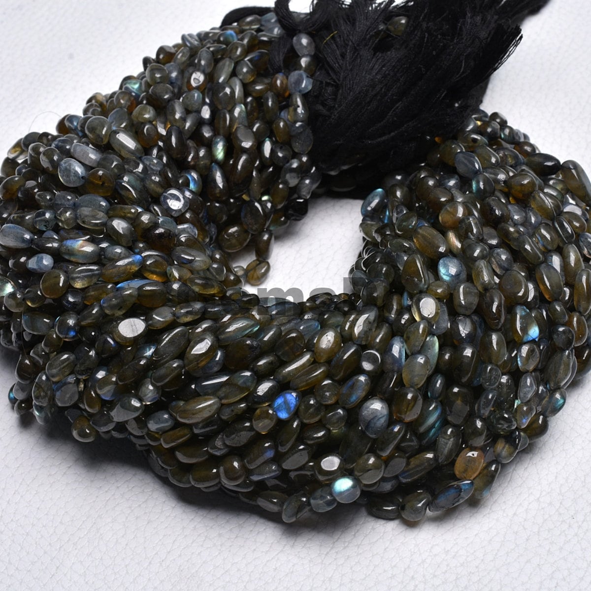 Natural Labradorite Oval Nugget Plain Smooth Beads, Blue Flashy Strands, Black Rainbow Tiny Gemstone
