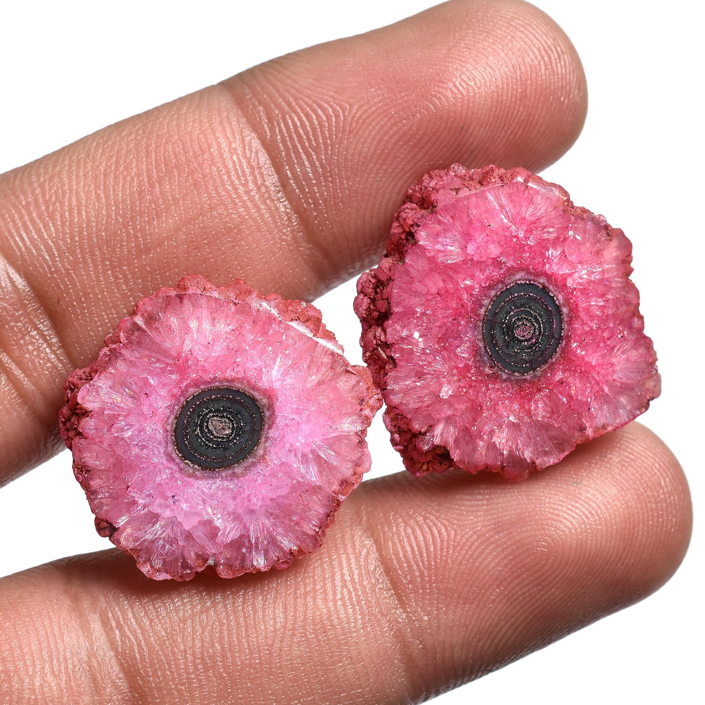 Purple Solar Quartz Slice Gemstone Pairs - Fancy Stalactite for Jewelry Making