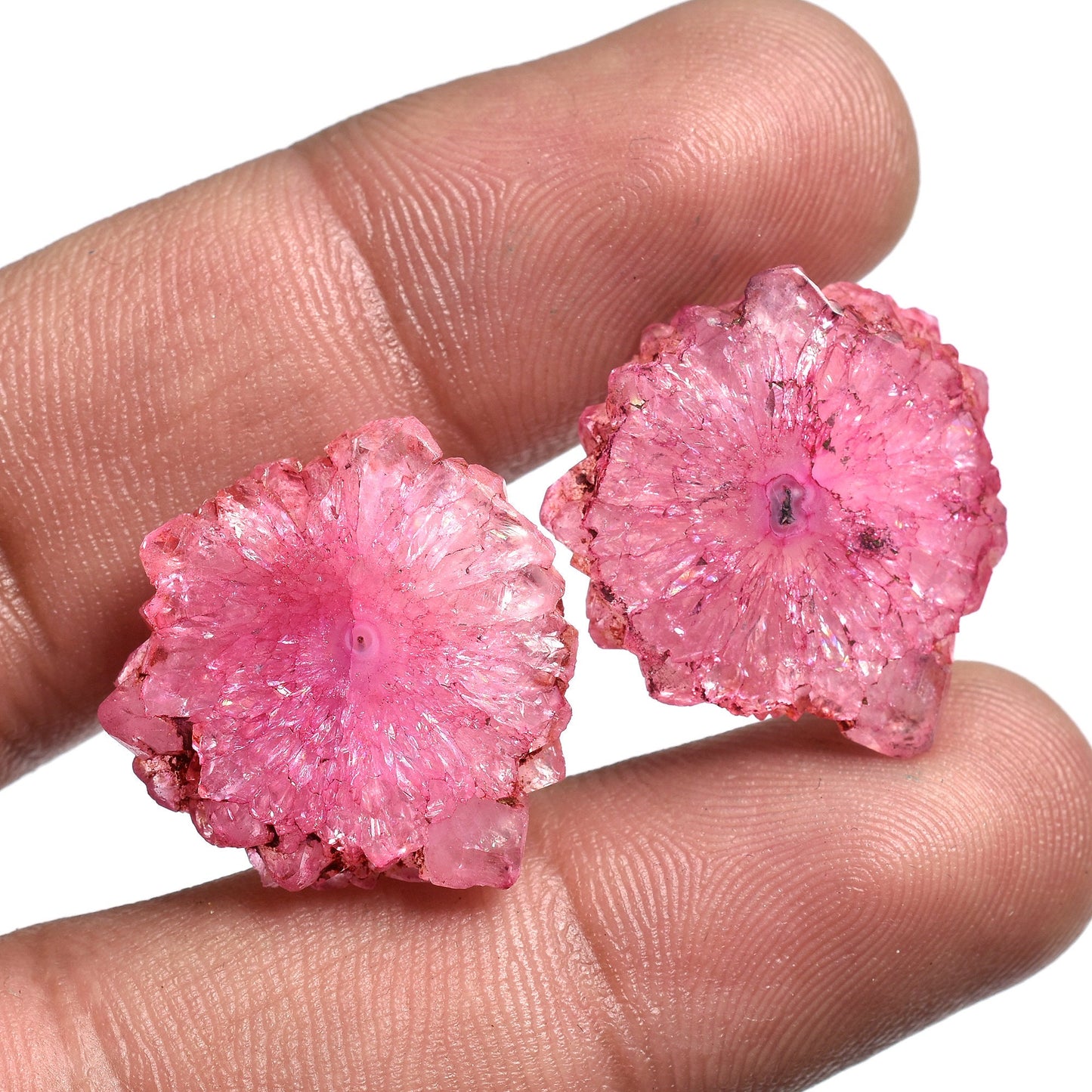 Blue Solar Quartz Gemstone Slice Pair – Fancy Druzy Earrings & Loose Wholesale Pairs