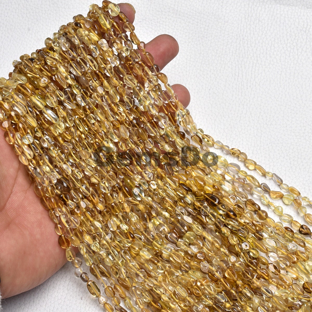 Natural Bio Lemon Quartz Nugget Beads | 12'' Strand | Wholesale Tumble Gemstone Nuggets