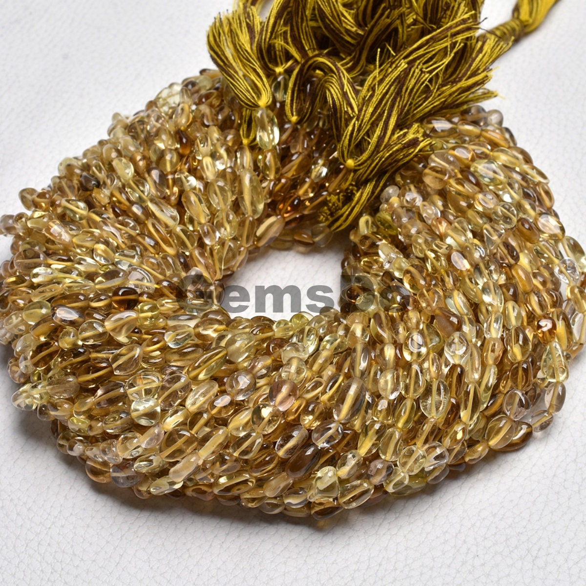 Natural Bio Lemon Quartz Nugget Beads | 12'' Strand | Wholesale Tumble Gemstone Nuggets