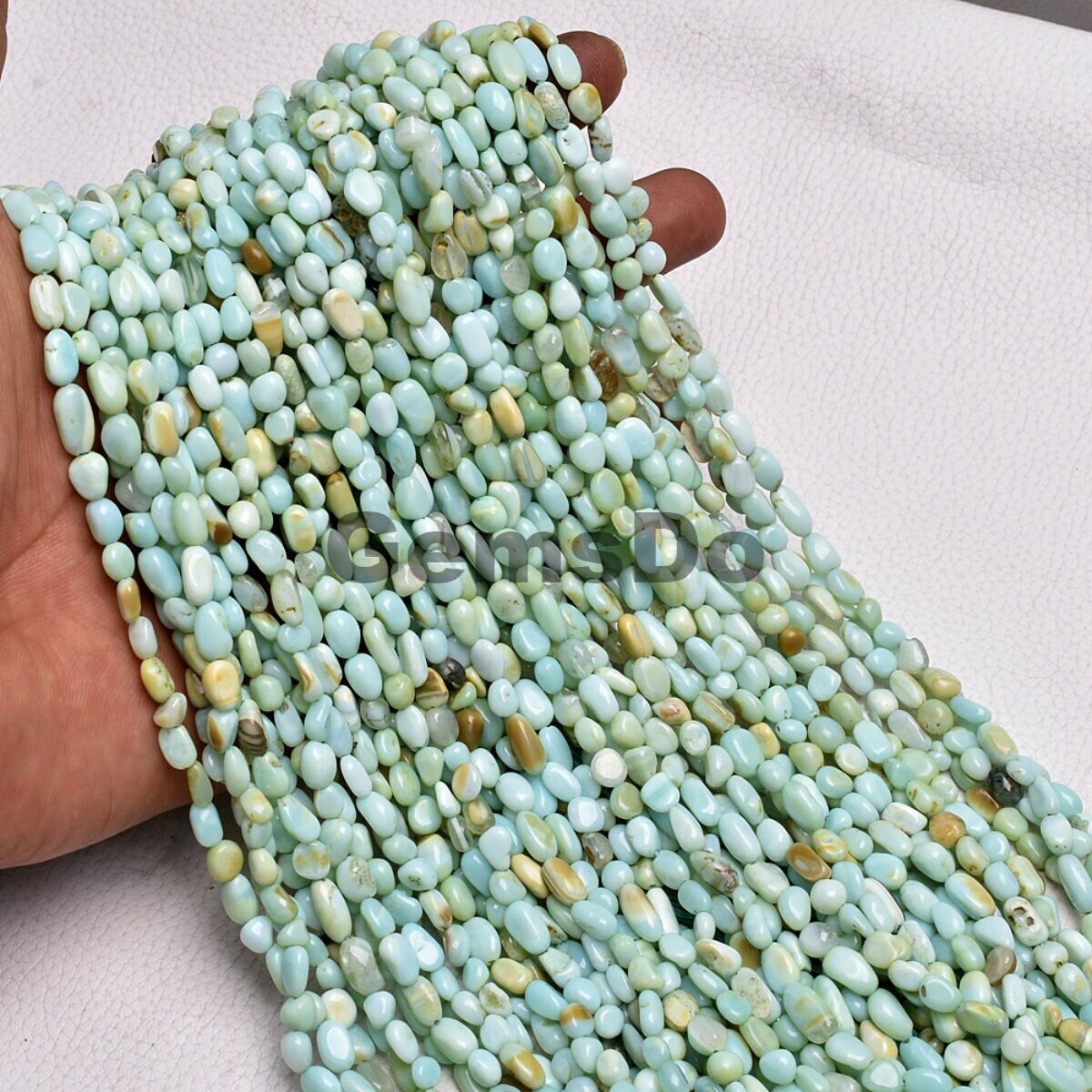 Peruvian Opal Nugget Beads 12-Inch Strand, Blue Opal Plain Tiny Gemstone