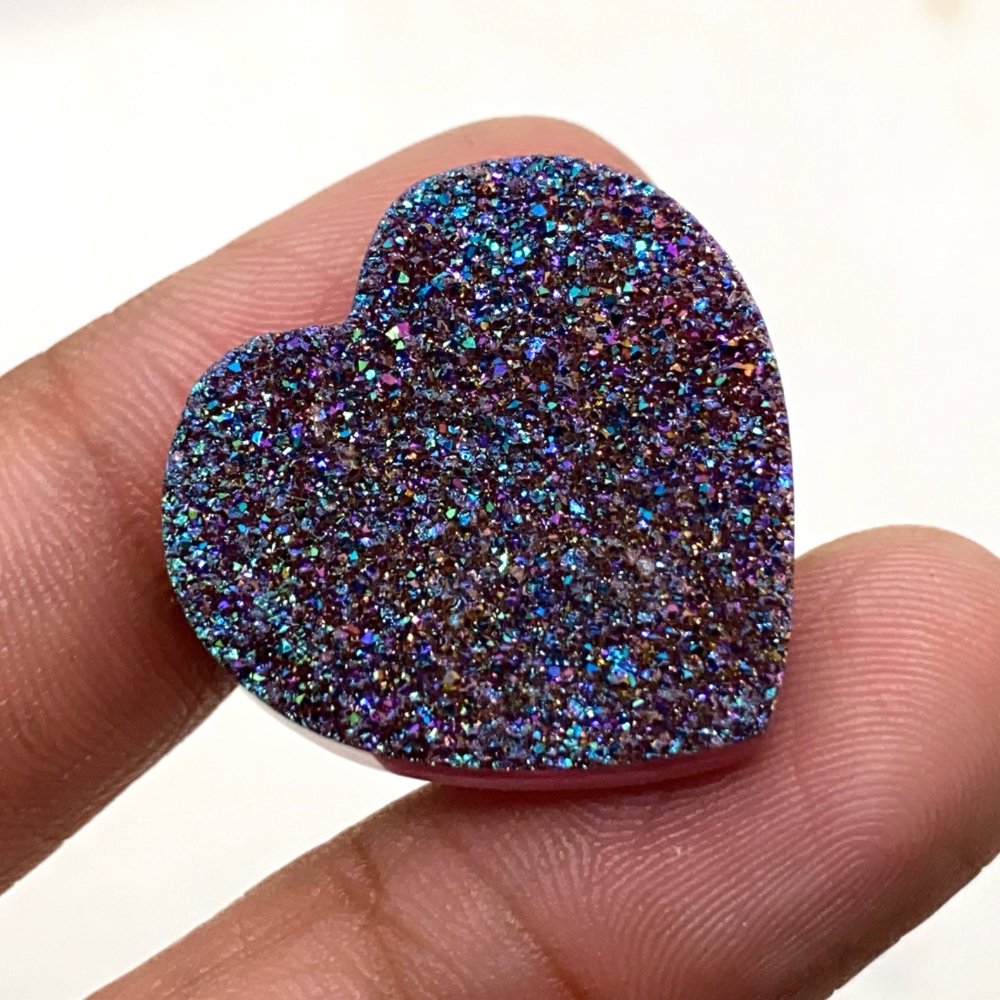Heart-Shaped Titanium Druzy Gemstone – Coated Love Stone for Pendants