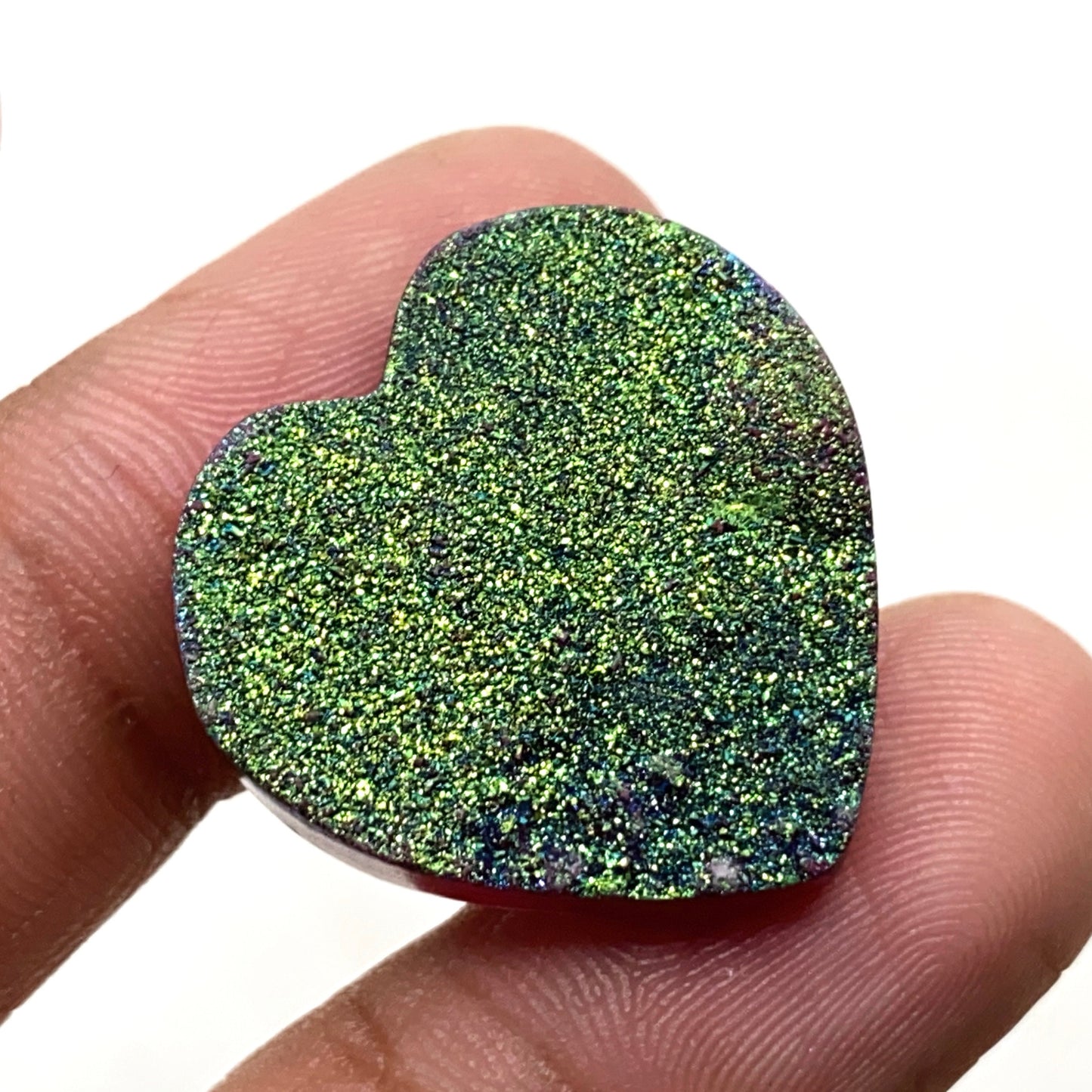 Heart-Shaped Titanium Druzy Gemstone – Coated Love Stone for Pendants