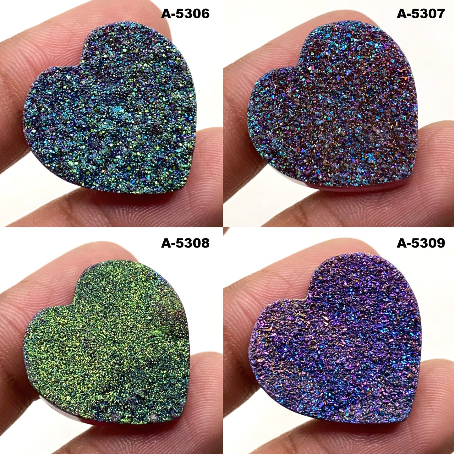 Heart-Shaped Titanium Druzy Gemstone – Coated Love Stone for Pendants