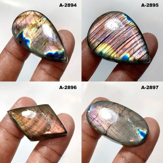 100% Natural Labradorite Cabochon - Fire Purple Blue AAA Labradorite Gemstone