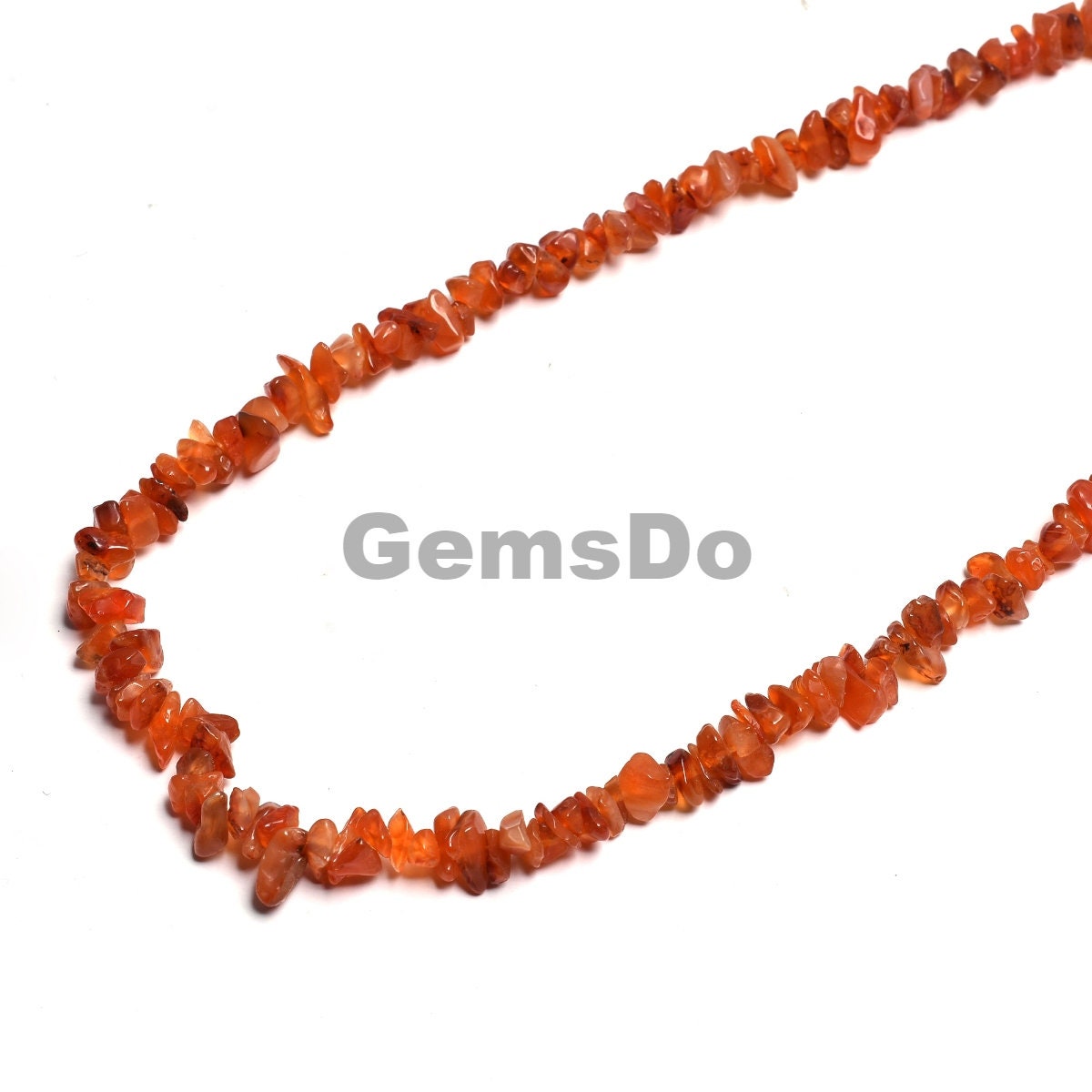 Natural Carnelian Uncut Chip Beads String | 34-Inch Raw Orange Gemstone Strand