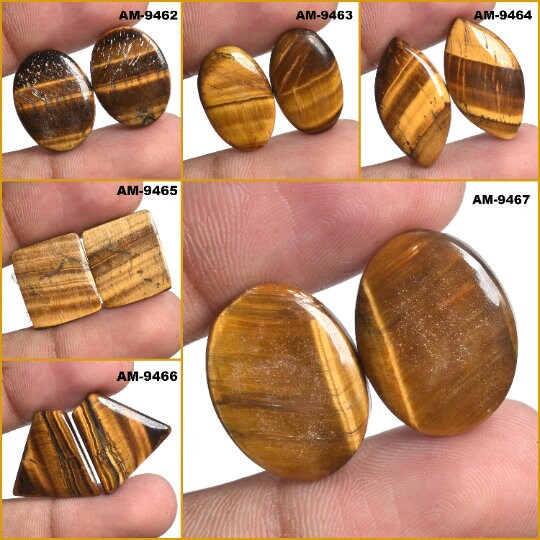 Yellow Tiger Eye Gemstone Pair - Natural Matched Crystal Pairs