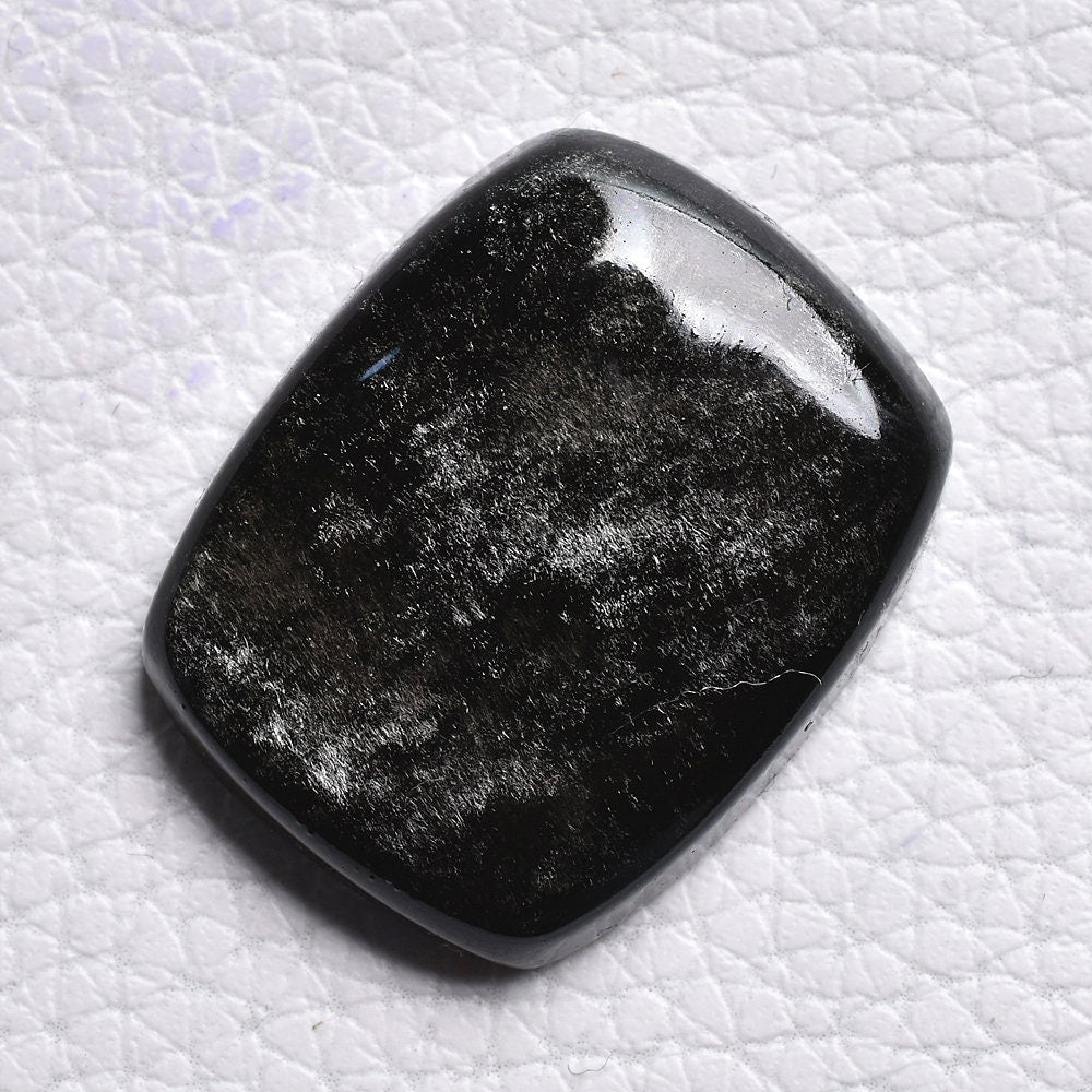 Natural Silver Sheen Obsidian Cabochon - Black Obsidian Loose Gemstone Crystal