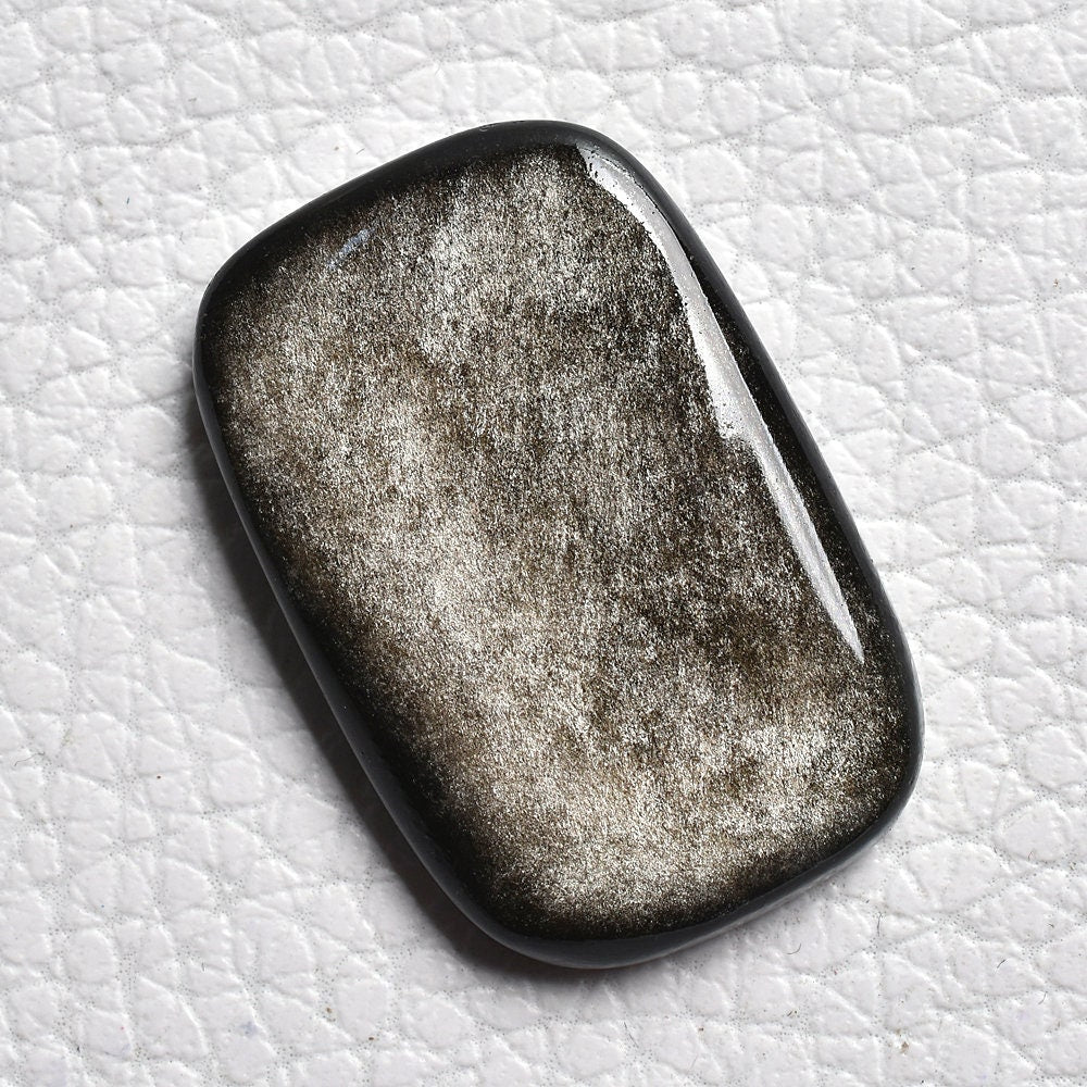 Natural Silver Sheen Obsidian Cabochon - Black Obsidian Loose Gemstone Crystal