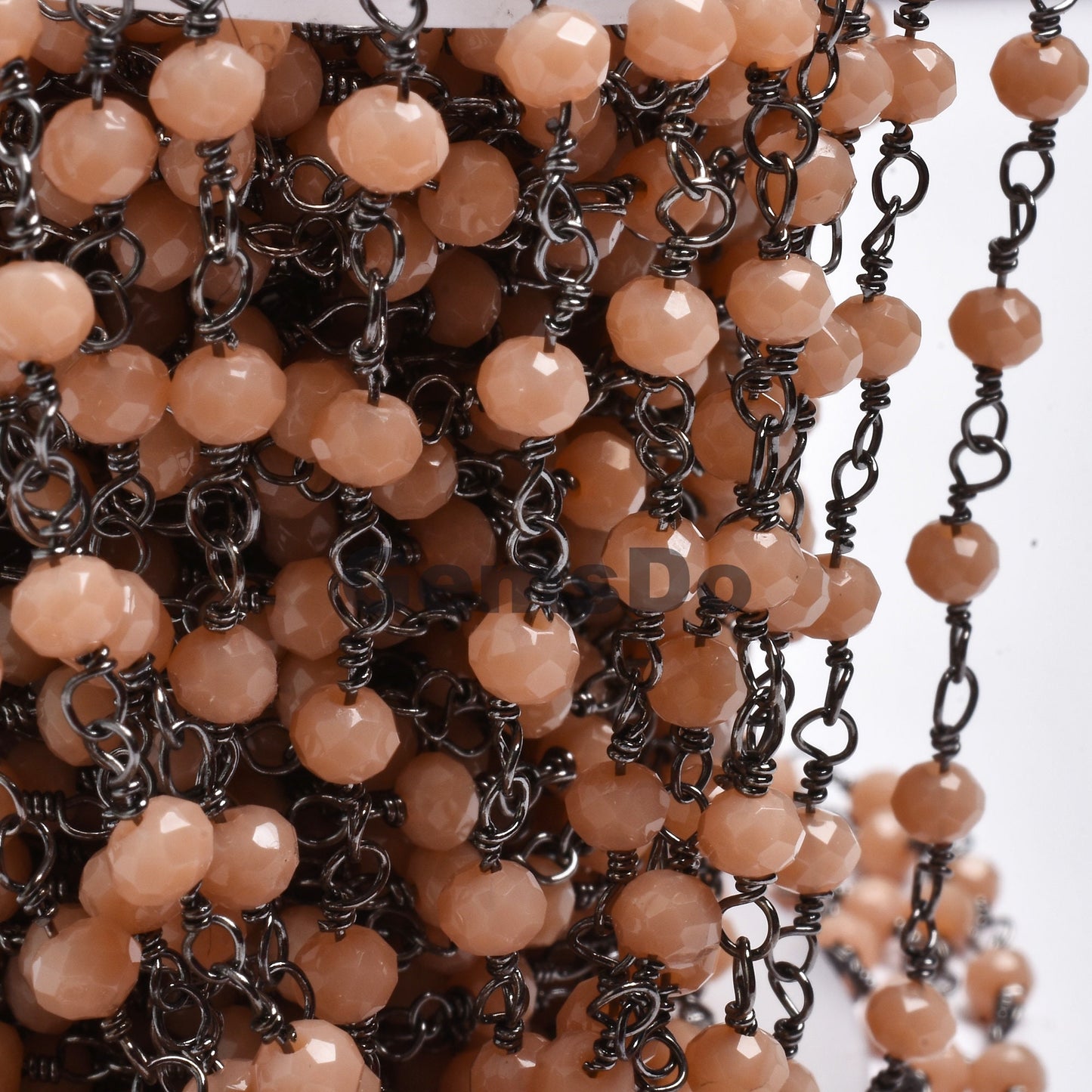 Wholesale Peach Moonstone Rosary Chain Hydro Rondelle Linking Beads Lot