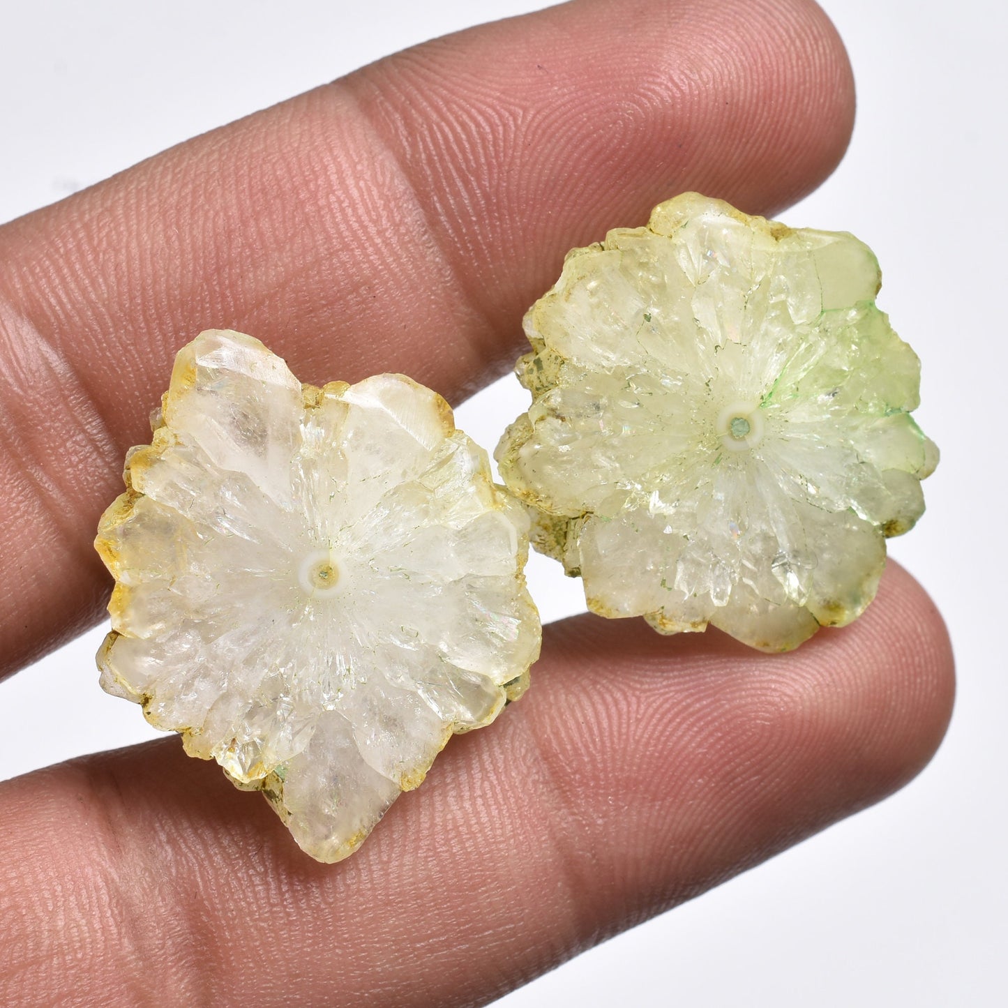 Colorful Solar Quartz Earrings - Fancy Shape Stalactite Slice for DIY & Designer Jewelry