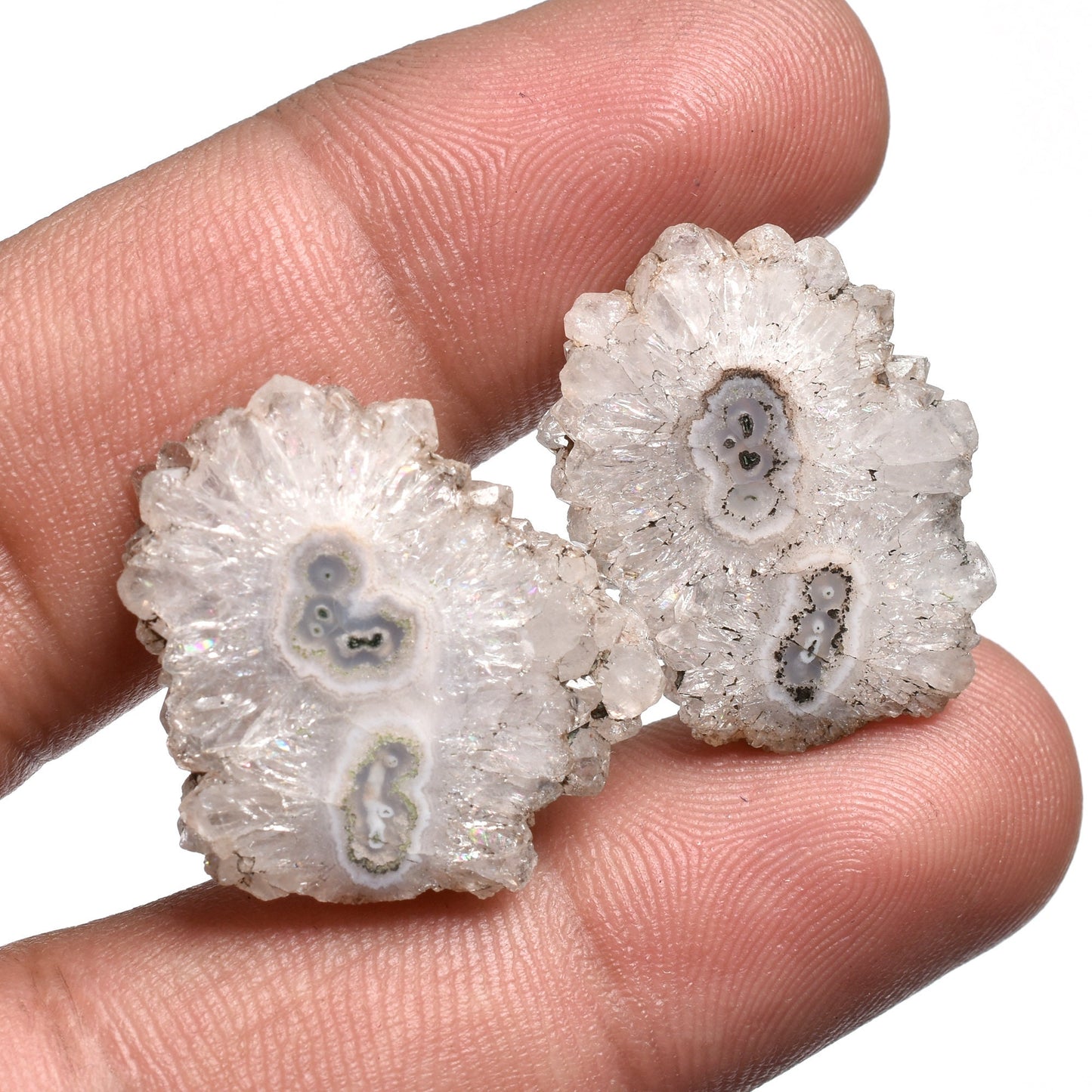 Colorful Solar Quartz Earrings - Fancy Shape Stalactite Slice for DIY & Designer Jewelry