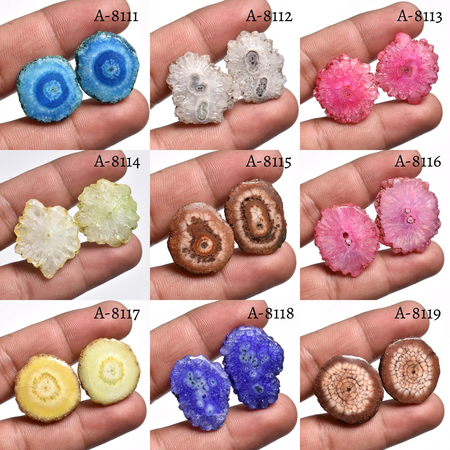 Colorful Solar Quartz Earrings - Fancy Shape Stalactite Slice for DIY & Designer Jewelry