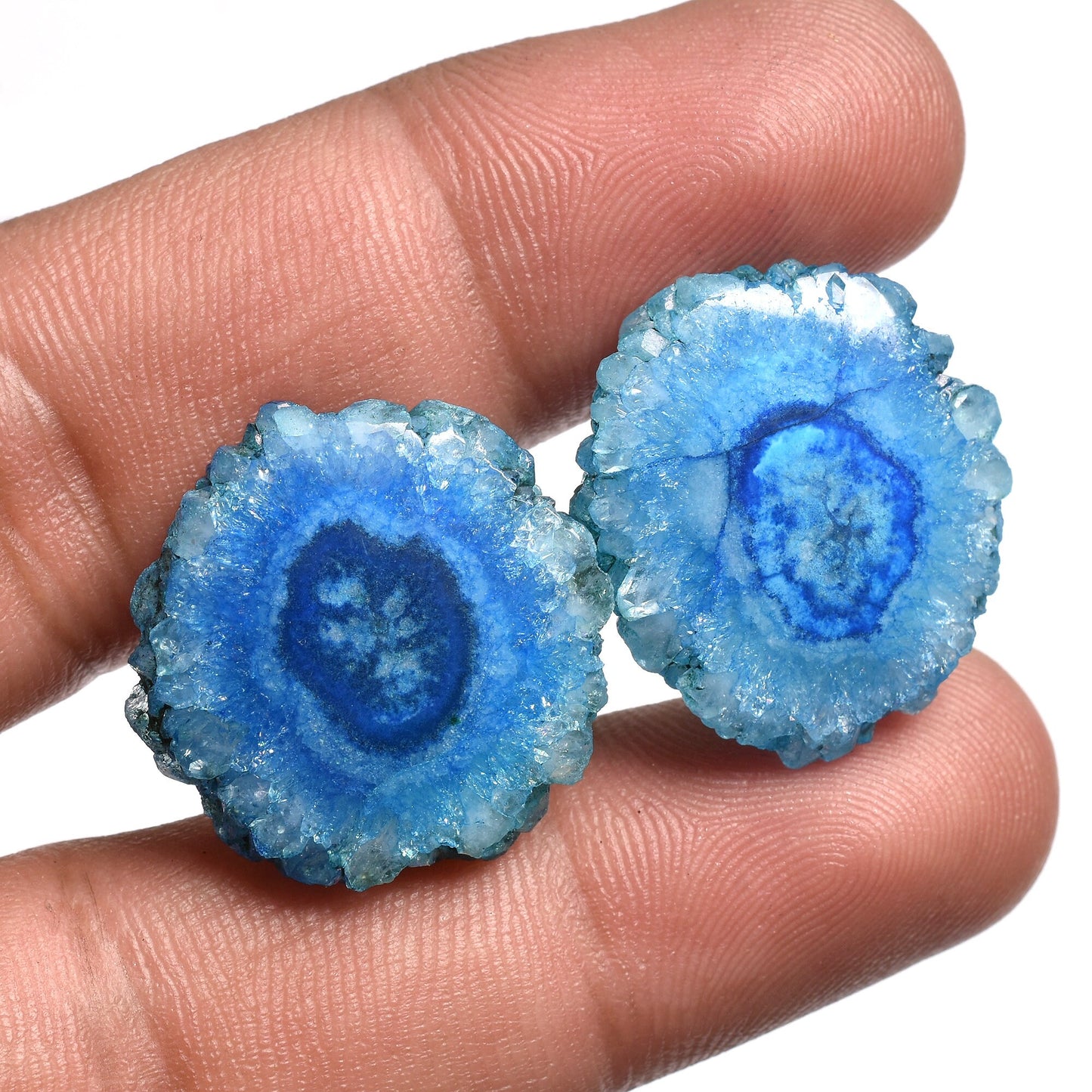 Solar Quartz Gemstone Pair for Earrings - Wholesale Matched Solar Slice Pairs