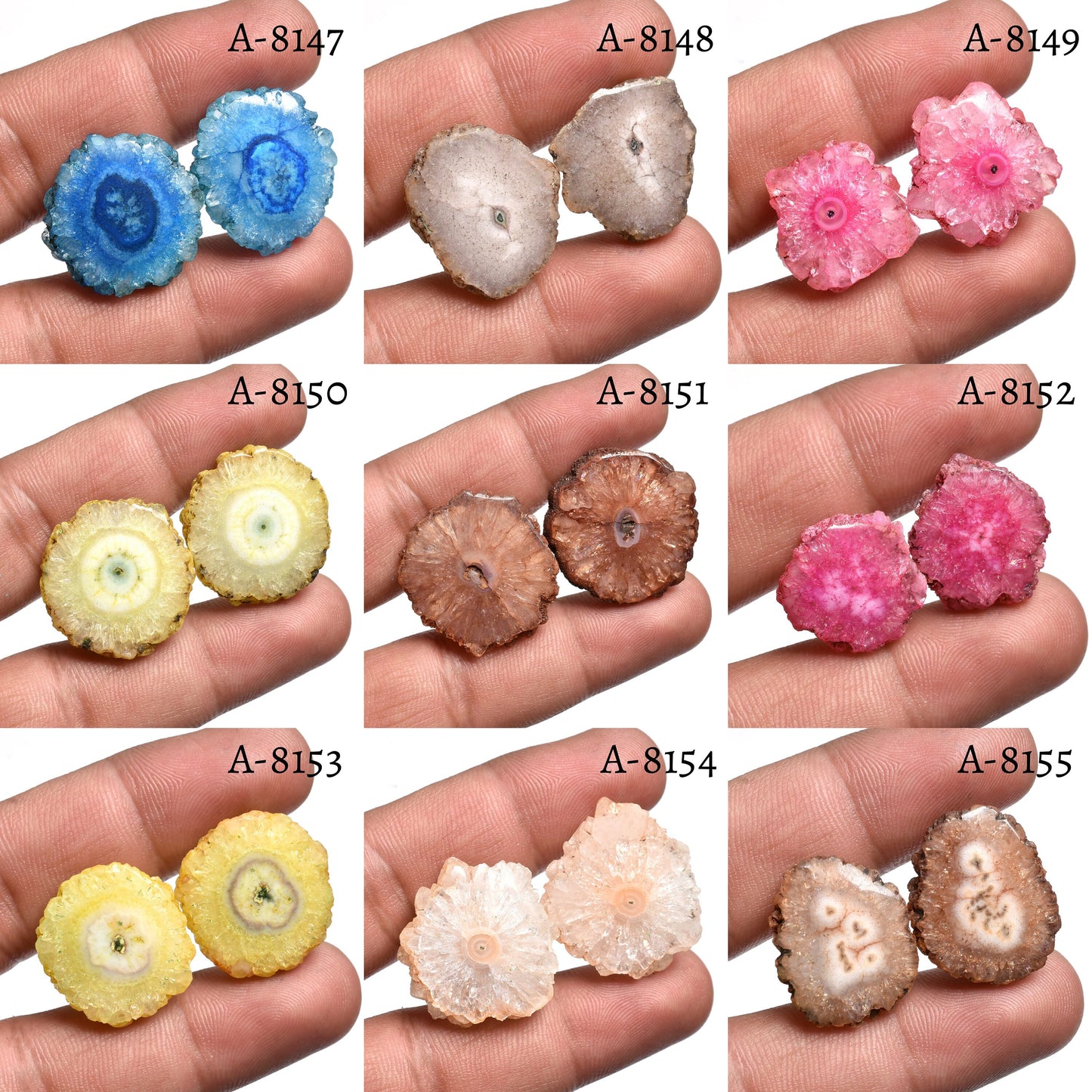 Solar Quartz Gemstone Pair for Earrings - Wholesale Matched Solar Slice Pairs