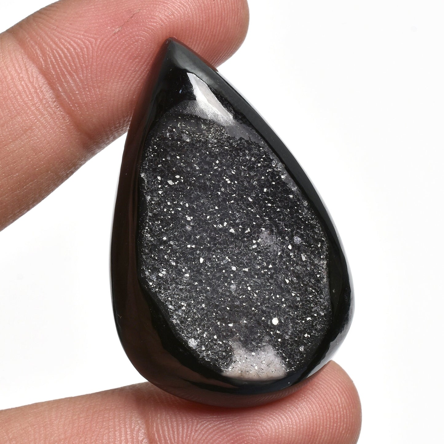 Black Window Druzy Cabochon - Oval Druzy Gemstone & Loose Druzy Stone