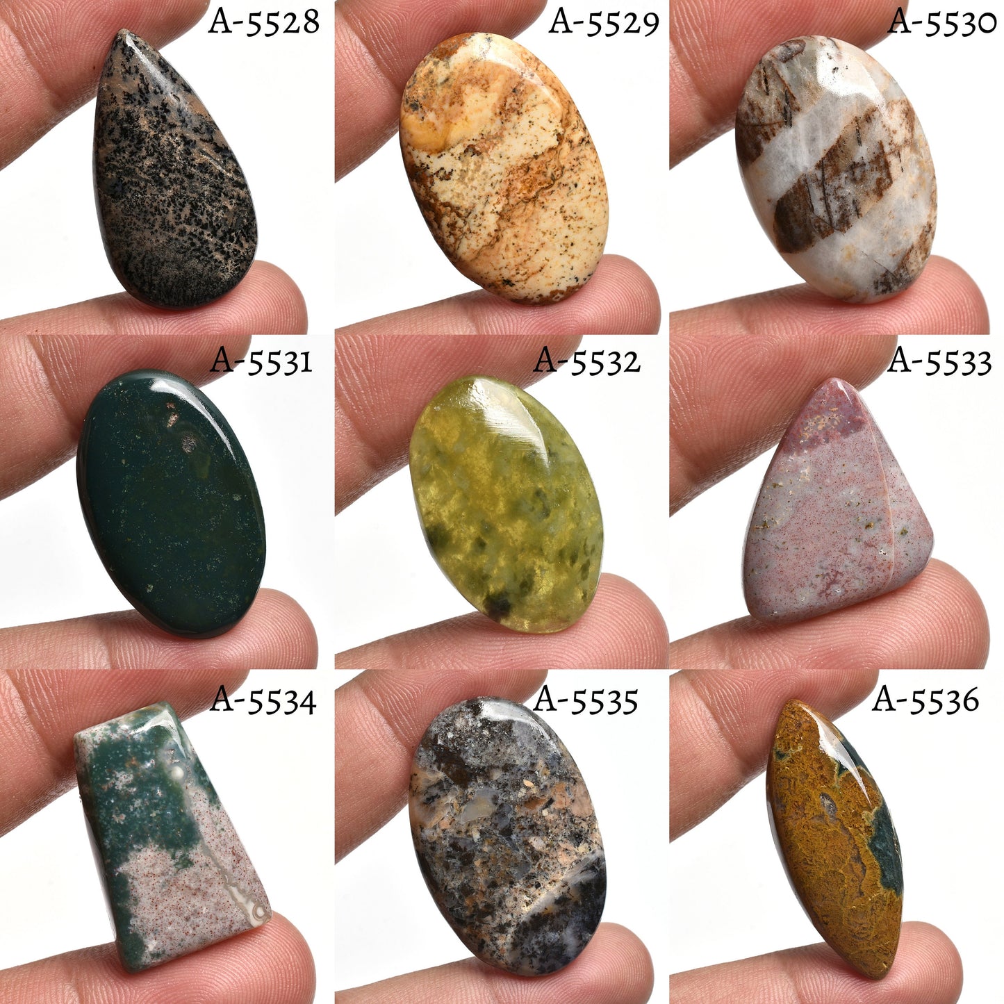 Mixed Jasper Cabochons - Fancy Pear Shape Jasper Gemstones Wholesale
