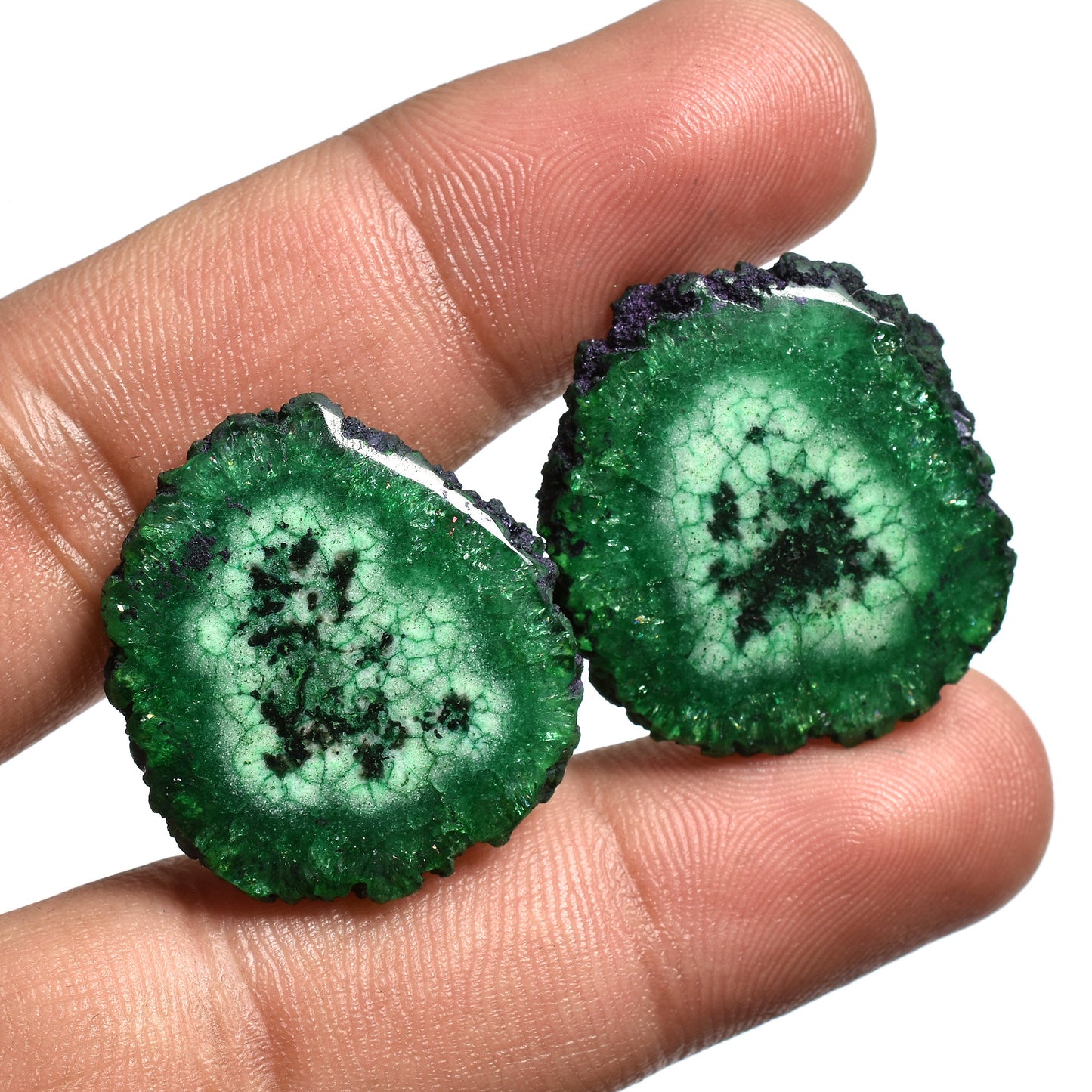 Purple Solar Quartz Slice Gemstone Pairs - Fancy Stalactite for Jewelry Making