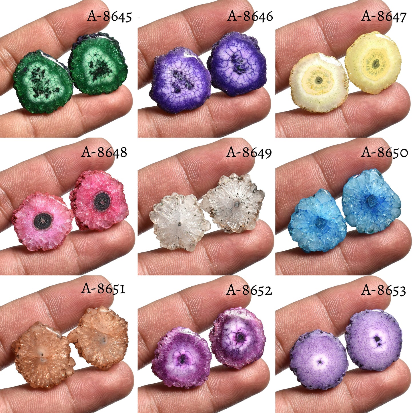 Purple Solar Quartz Slice Gemstone Pairs - Fancy Stalactite for Jewelry Making
