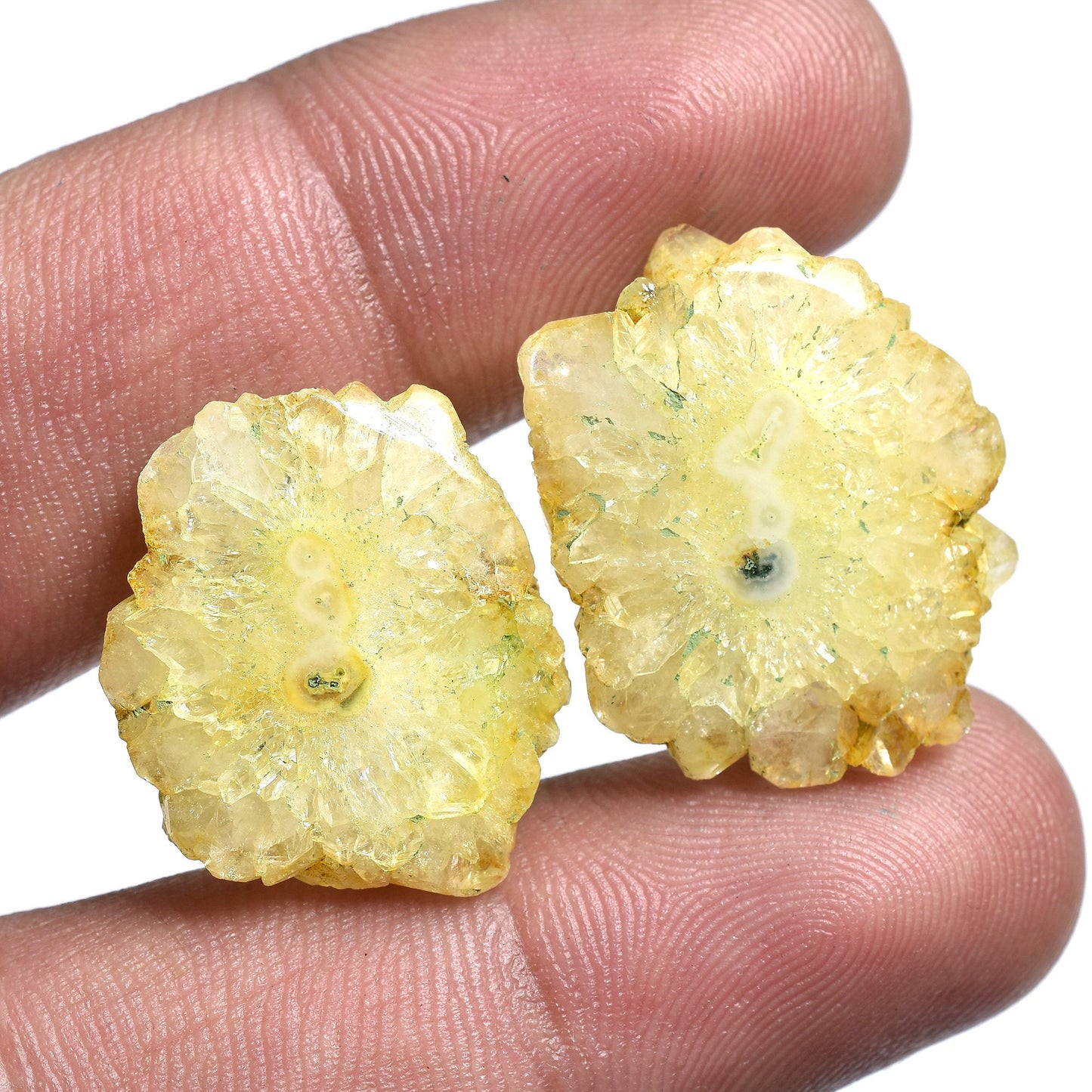 Designer Solar Quartz Earring Pair – Colorful Solar Agate Gemstone Stalactite Slice Fancy Pair