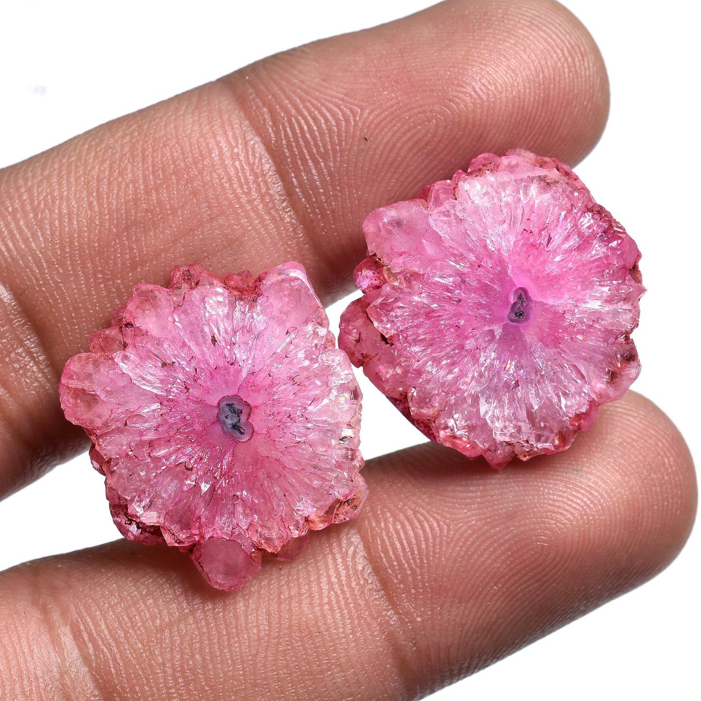 Designer Solar Quartz Earring Pair – Colorful Solar Agate Gemstone Stalactite Slice Fancy Pair