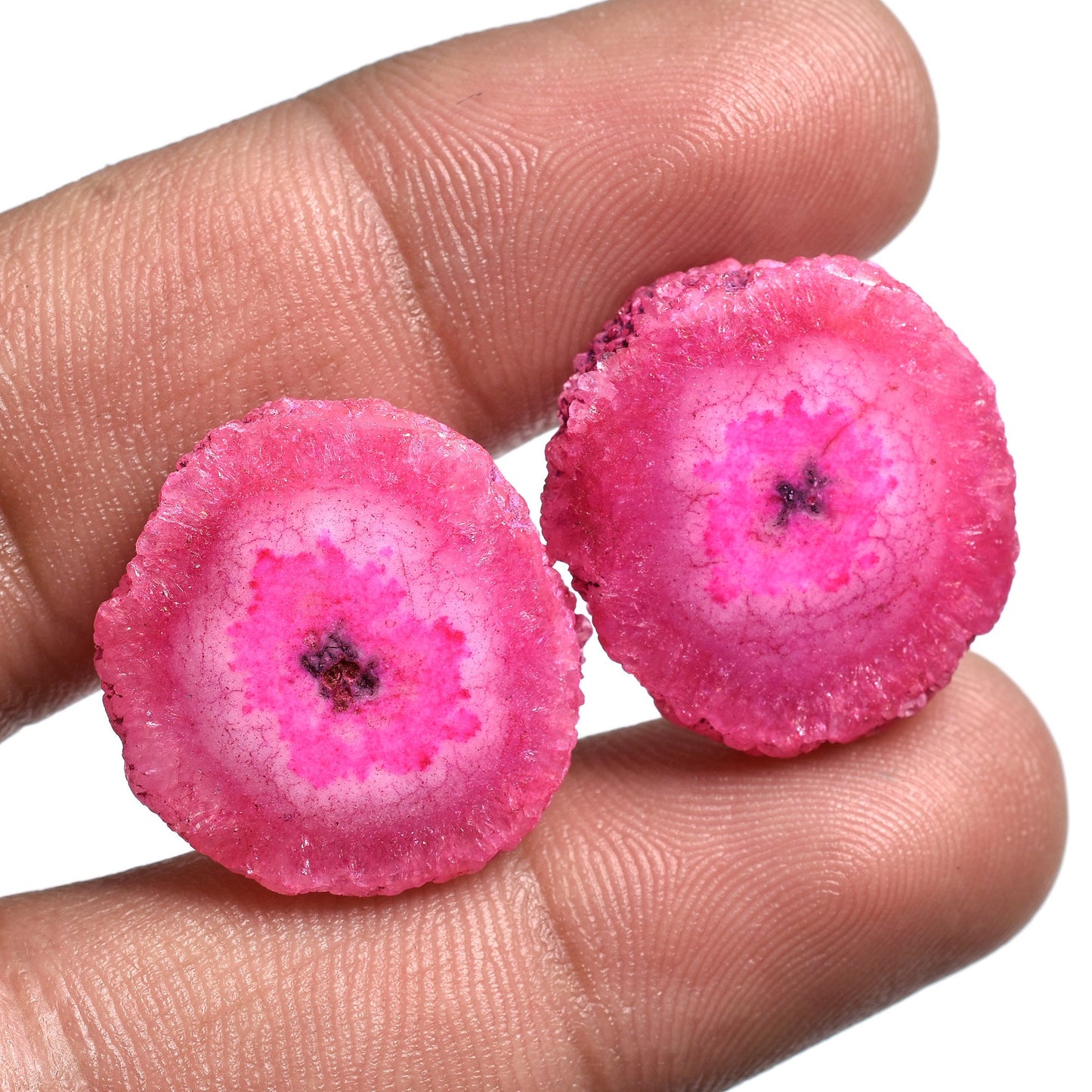 DIY Solar Quartz Pairs - Pink, Yellow, Brown Stalactite Slices for Earring Pair