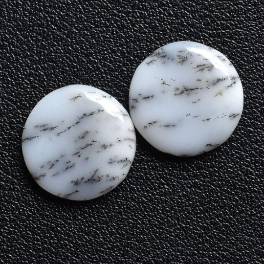 Dendrite Opal Matching Cabochon Pair - Mix Shape Loose Gemstones for Earrings