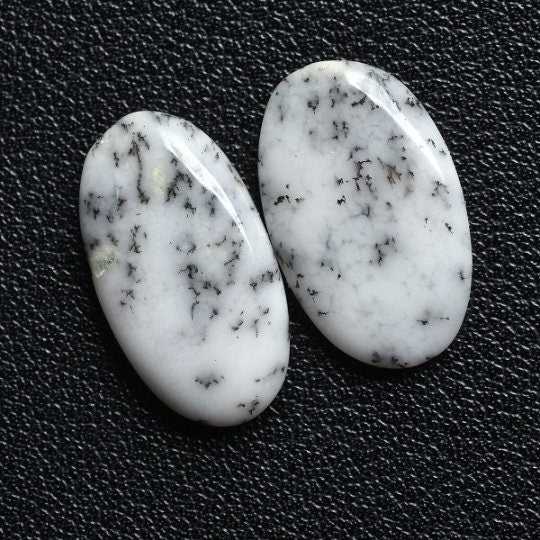 Dendrite Opal Matching Cabochon Pair - Mix Shape Loose Gemstones for Earrings