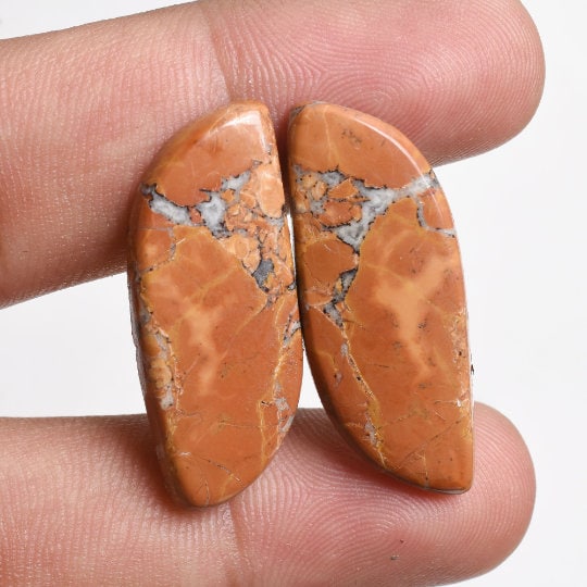 Natural Maligano Jasper Pair - Matched Pair Cabochons, Fancy Mix Shap