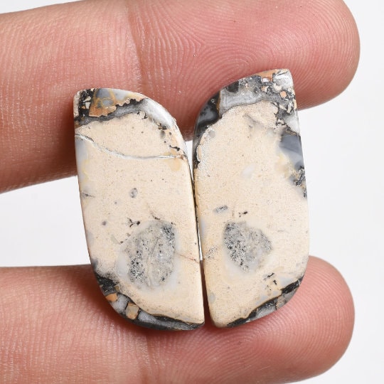 Natural Maligano Jasper Pair - Matched Pair Cabochons, Fancy Mix Shap