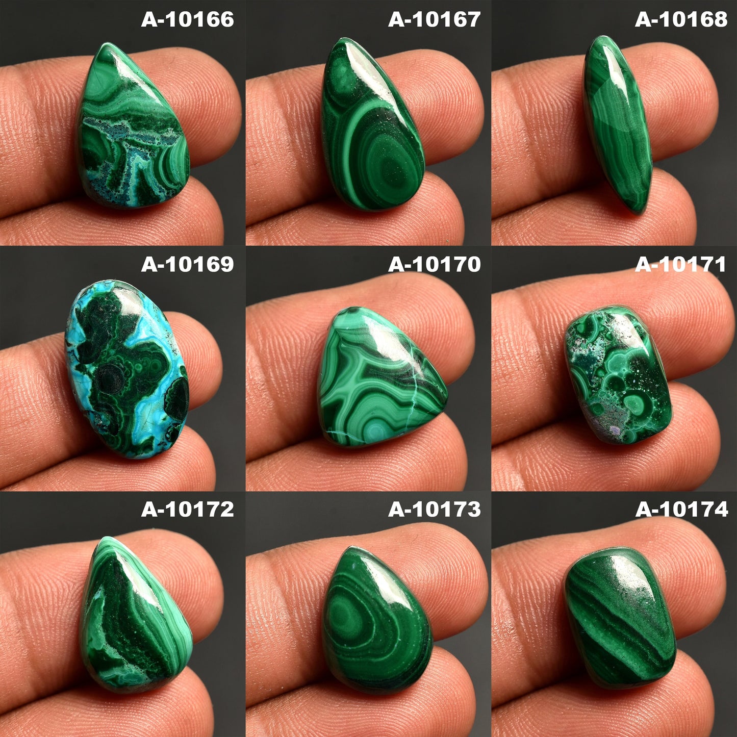 Green Malachite Azurite Smooth Gemstone - Designer Healing Crystal for Gifts
