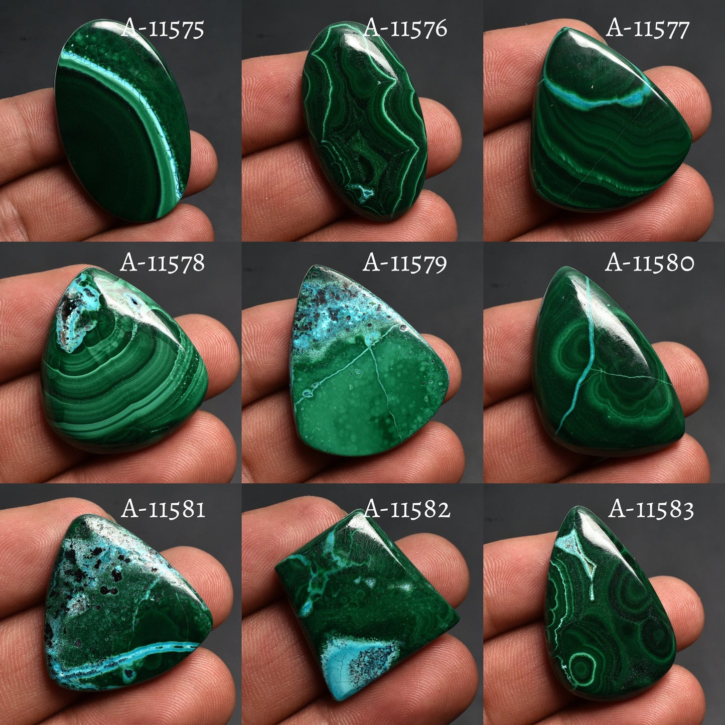 Natural Green Malachite Slice Loose Stone - Mix Shape Smmoth Cabs Healing Crsytal